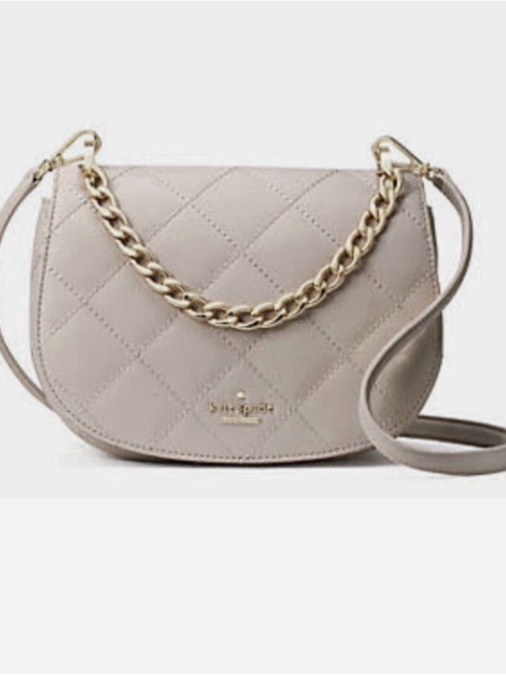 NWT kate spade Quilted Saddle Crossbody Bag in Taupe